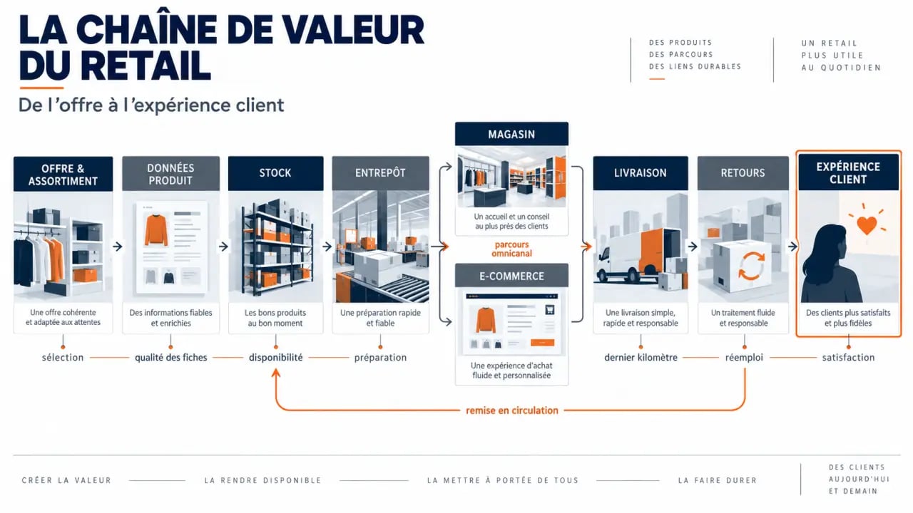 Infographie sur la chaîne de valeur d’un cabinet de conseil retail